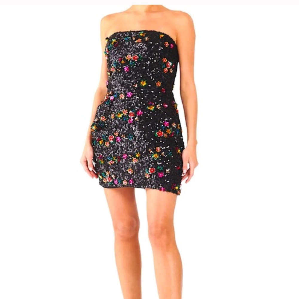 Black Ramy Brook Sequin Floral Dress